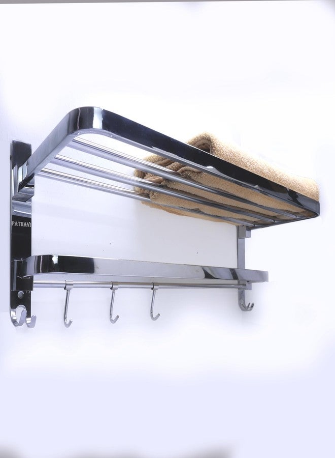 Pathavi Stainless Steel Towel Rack for Bathroom - Wall Mounted, Rust-Resistant Towel Bar for Bath & Kitchen - Space Saving Modern Towel Holder (24 Inch-Chrome Finish, Pack of 1) - Image 2